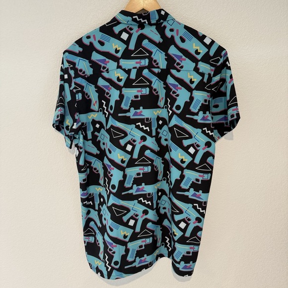 Retro Rifle The 80 Shirt Mens XL Teal All Over Print Button EUC - Picture 2 of 5